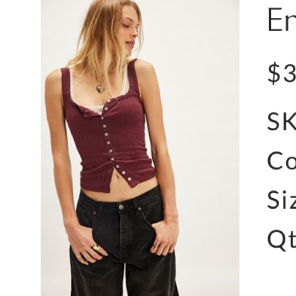 Free People End Game Pointelle Tank in Açaí XS NWT